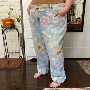 Flower Print Jeans